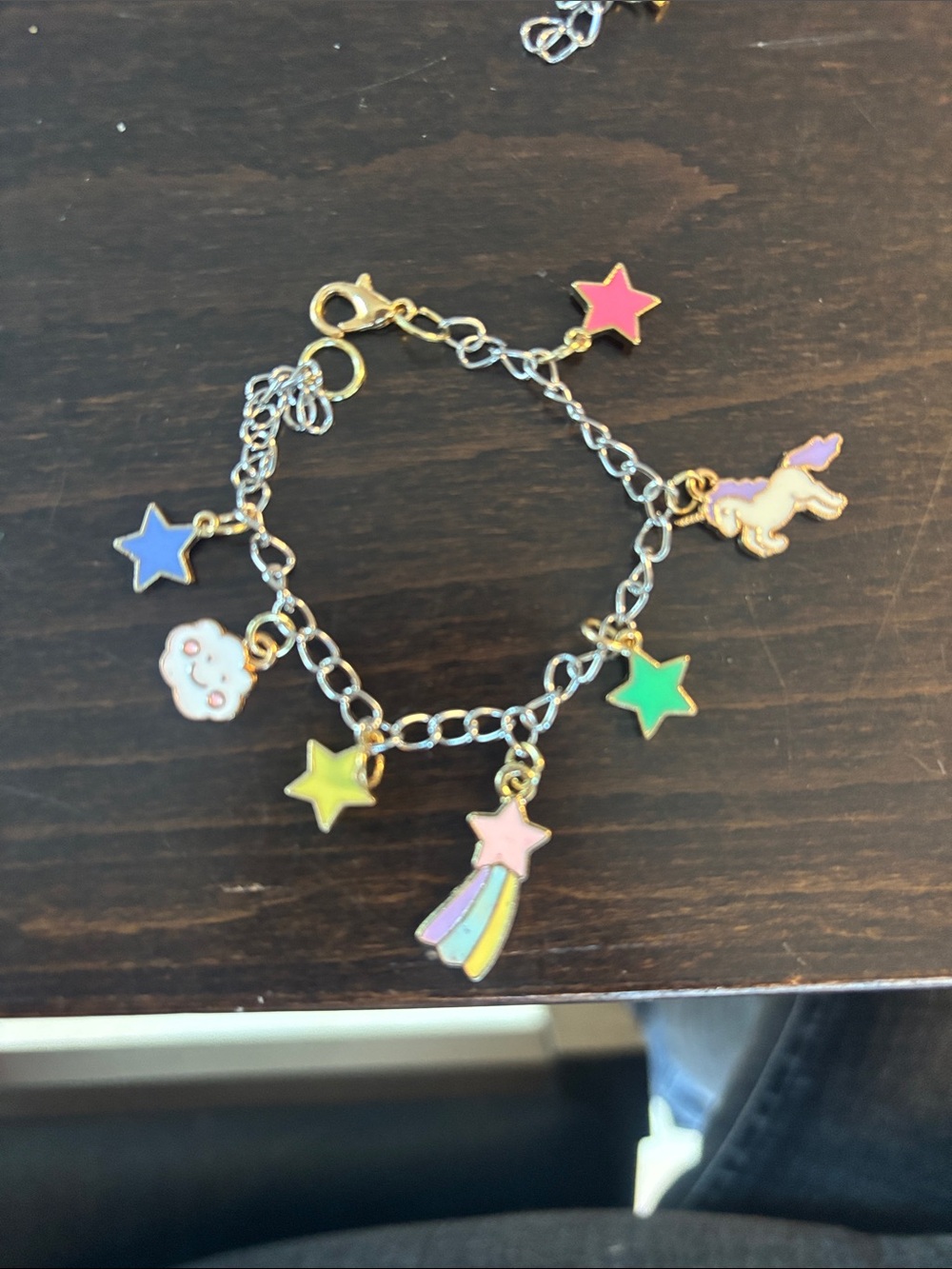 Girls Gold-Tone Unicorn & Star Charm Bracelet - Multicolor